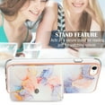 thumbnail image 4 of For iPhone 7 / 8 / SE 2022 & 2020 Marble Patterned Case with Card Holder, Back Folio Kickstand PU Leather + Soft Crystal Bumper Edge, Magnetic Clasp Back Cover,Marble #1, 4 of 6