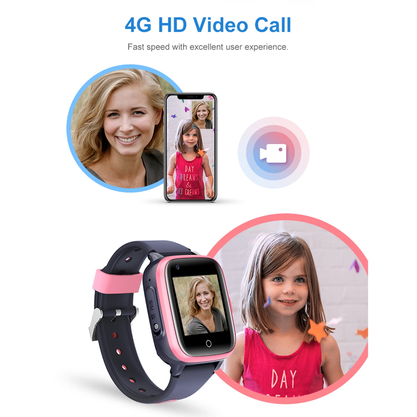walmeck LT41 4G Kids Smart Phone Call Watch Video Chat LBS SOS WiFi Camera IPx7 Waterproof Clock Child Voice Chat Baby Smartwatch With SIM Card Slot