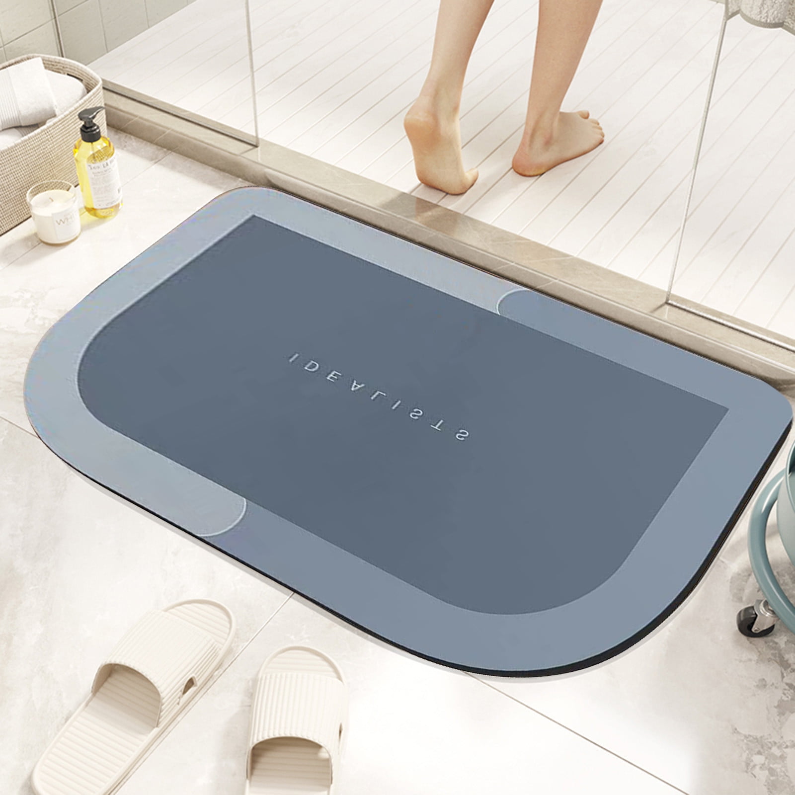 Quick Dry Bath Mat, Diatomite Floor Mat, Super Absorbent Non Slip Bathroom Rug for Shower, Sink, Toilet Area