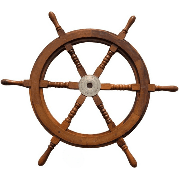 Nautical Wooden Ship Wheel | Sailor's Ships Wheel Hand Crafted Wood & Brass | Exclusive Pirate's Wall Decor | Nautical Boat Steering Wheel Collectibles & Gift (30 inches)