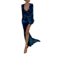 thumbnail image 2 of Coduop Women's Swimwear Sunscreen Smock Dress Long Sleeve V Neck Print Split  Beach Long Dress, 2 of 9