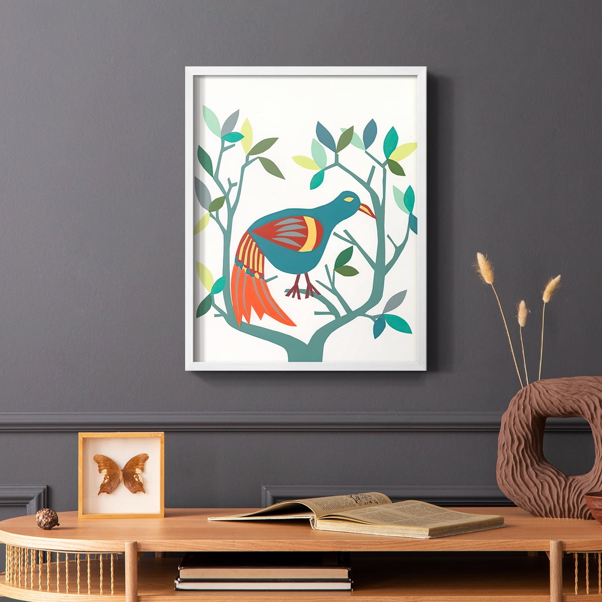 Whitty Bird II Framed Print in White Solid Wood 11 x 14 Framed Print