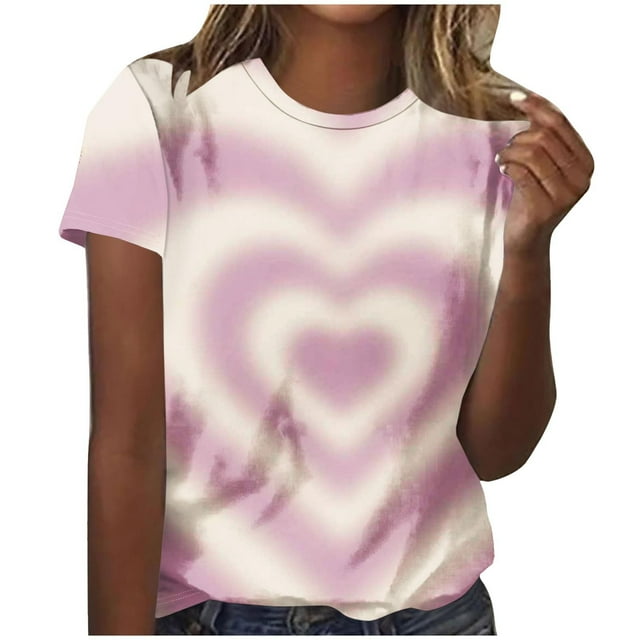 T-Shirts pour Femmes, Haut Décontracté à Manches Courtes Imprimé Col Rond, T-Shirt pour Femmes