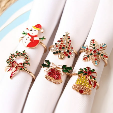 

Ludlz 2Pcs Napkin Buckles Bright Color Elegant Zinc Alloy Christmas Serviette Ring Holders Dining Table Decoration for Gifts