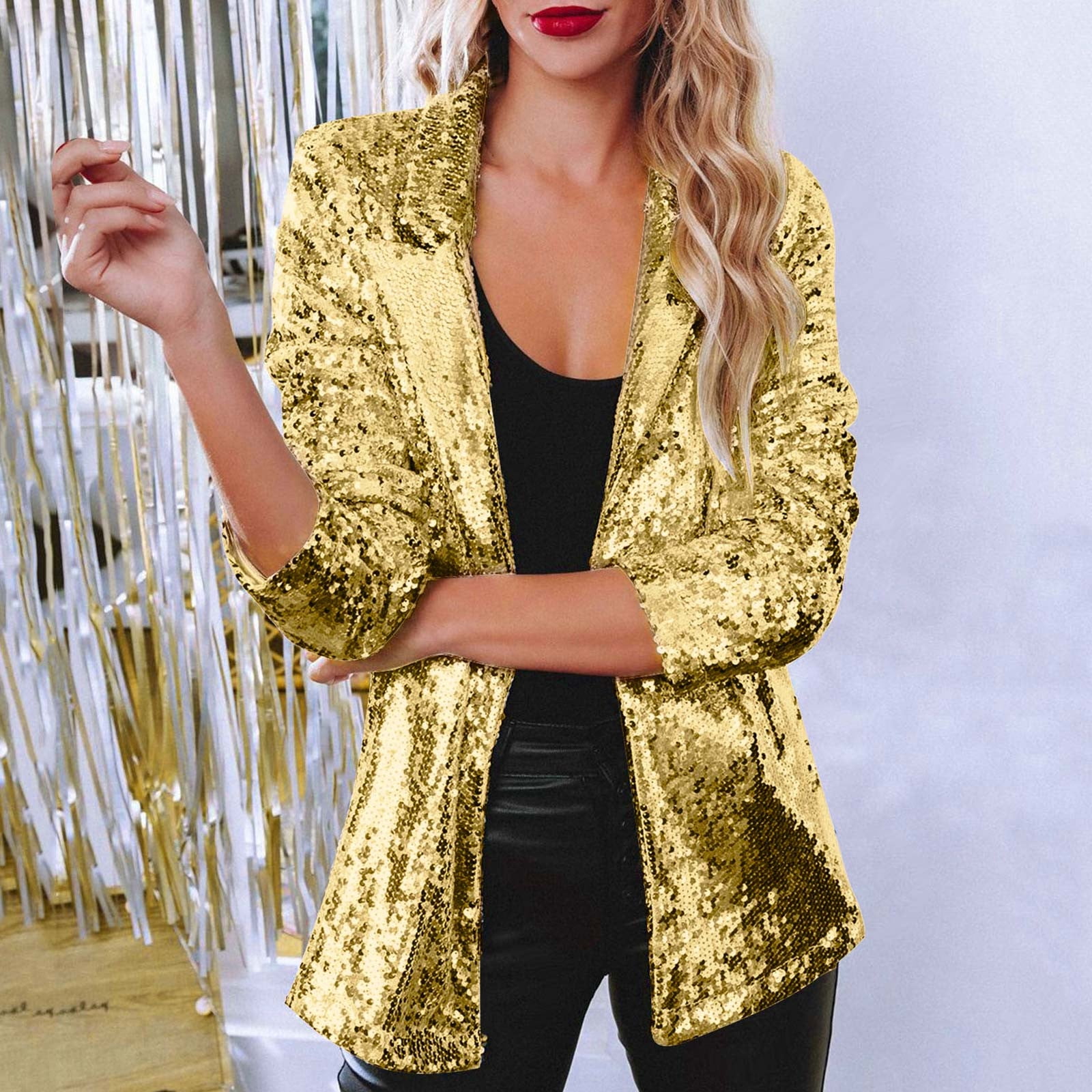 ジャケット・アウター CLANE OVER SHOULDER GOLD BUTTON BLAZER Womens Casual Blazer Jacket Double Breasted Gold Button Long