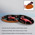 thumbnail image 4 of Flamingo 6PCS Round Coasters Set, Microfiber Leather Drink Coasters with Holder, 11x11 cm/4.3x4.3 in, 4 of 6