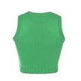 thumbnail image 3 of Kiapeise Woman´s Retro Knitted Bare Midriff Waistcoat, Diamond Pattern Ribbing Elastic Slim V-neck Sleeveless Sweater, Daily Life, 3 of 8