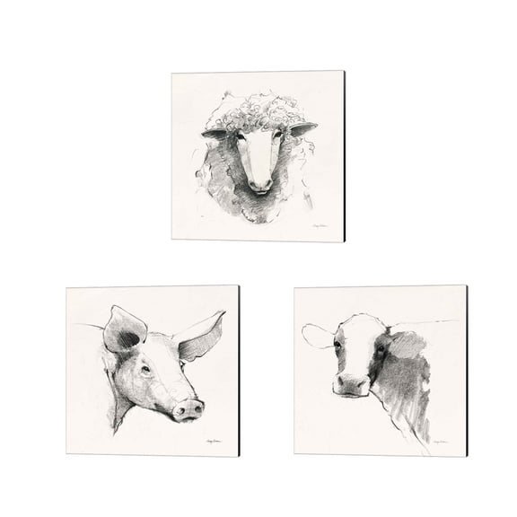 Great Art Now Life at Home Vintage Cream by Avery Tillmon 3 Piece Canvas Art Set Each 14W x 14H
