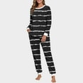 thumbnail image 2 of Fall Pajamas Sevevn Soft Cotton Pajamas for Women Set Striped Long Sleeve Lounge Sets 2 Piece Pajama Tops and Jogger Pants with Pockets, 2 of 7