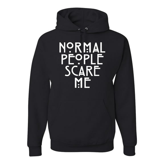 Wild Bobby, Normal People Scare Me, Graphic Hoodie Sweatshirt, Black, Small