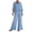 Sky Blue, variant on Women's Two Piece Set, Long Sleeve Button Down Shirt and Elastic Waist Wide Leg Pants, Matching Linen Blend Resort Wear, Beach Cover Up and Loungewear Set for Women-Green