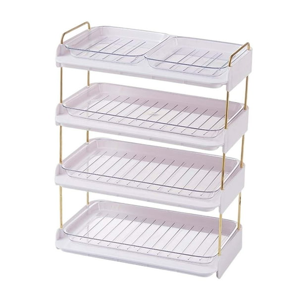 Estante para platos de varias capas Estante para artículos diversos de cocina Preparación de frutas y verduras 4 niveles blanco