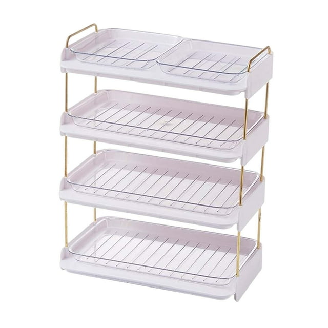 Bandeja multicapa para guarniciones, organizador de utensilios de cocina, estante para preparación de frutas y verduras. 4 niveles blanco