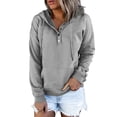 thumbnail image 1 of MesaSe Sweat à Capuche pour Femmes Manches Longues 1/4 Bouton Pull Violet, 1 of 3