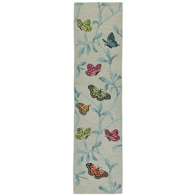 Trans-Ocean Imports RVLR8227406 24 x 8 ft. Liora Manne Ravella Butterflies on Tree Indoor & Outdoor Rug - Green
