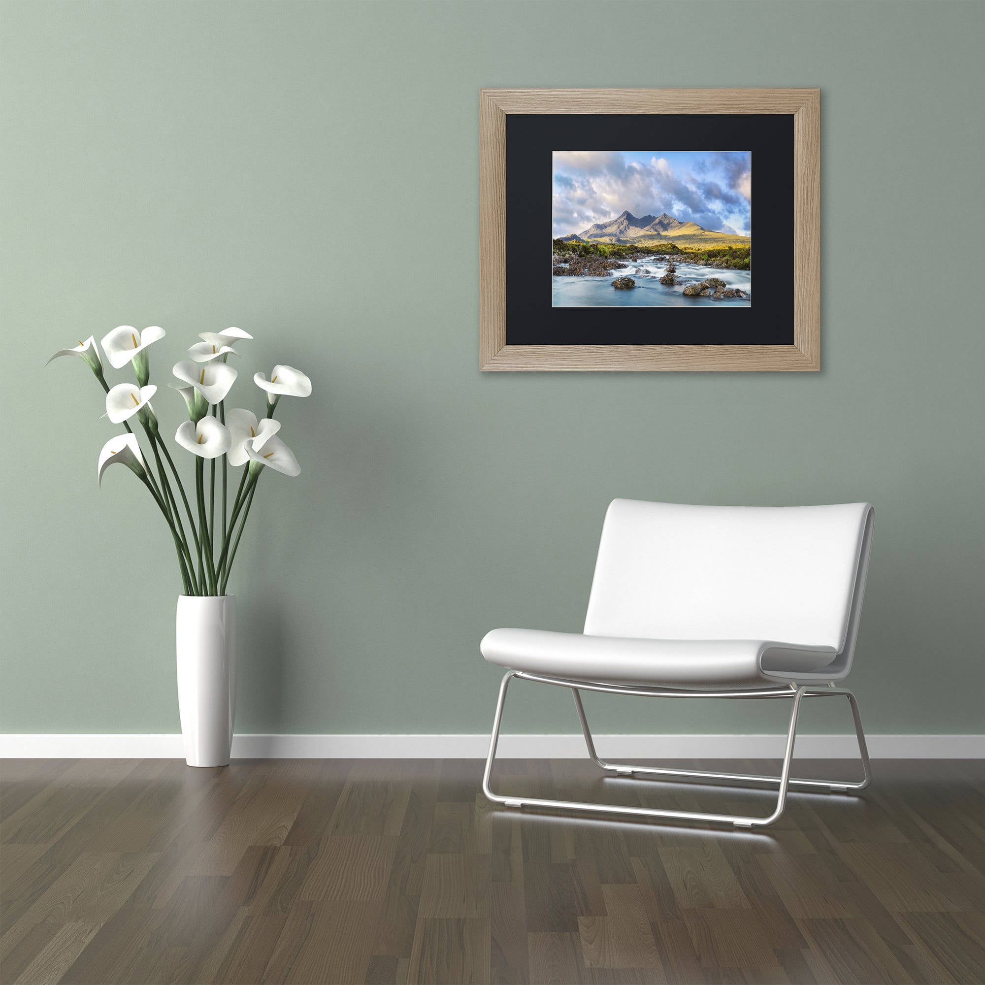 Trademark Fine Art "River Sligachan" Canvas Art by Michael Blanchette Photography Black Matte, Birch Frame