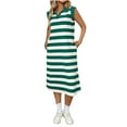 thumbnail image 1 of Vestido de Verano para las Mujeres, Bolsillo sin Mangas Cuello Turndown Vestido de la Mitad de la Ternera, Moda Poliéster Casual, 1 of 9