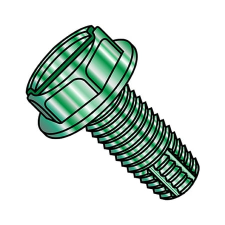 

6-32X1/4 Slotted Ind Hex Washer Thread Cutting Screw Type F Full Threaded Zinc Green (Pack Qty 10 000) BC-0604FSWG