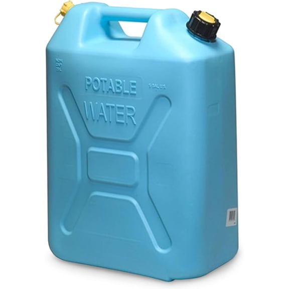 Scepter Portable Plastic Military Style Food Grade 5 Gal Water Jug Container with Reversible Spout for Camping & Emergency Storage, Blue