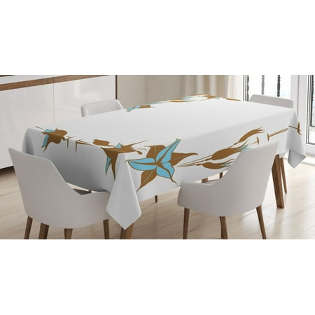 

Brown and Blue Tablecloth Floral Pattern with Lines Curves Botany Inspired Abstract Art Rectangular Table Cover for Dining Room Kitchen 60 X 90 Inches Caramel Pale Blue White by Ambesonne
