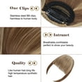 thumbnail image 5 of SEGO Hair Bangs Clip in Hair Extension Brown Clip on Hair French Fringe with Natural Flat Neat Bangs for Women Hairpiece, 5 of 7