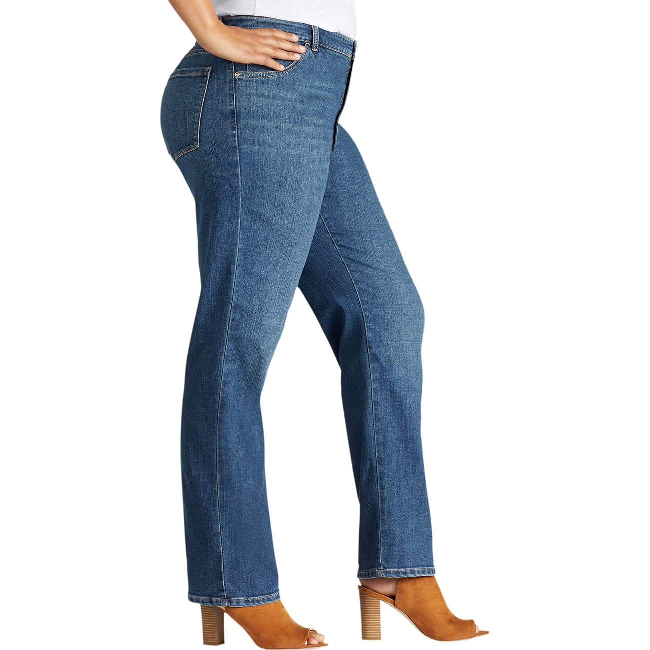 Lee Women's Plus Instantly Slims Relaxed Fit Straight Leg Jean, Available in Regular, Long, Short Inseams