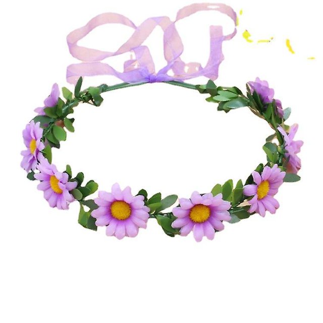 Corona de girasol bohemia de otoño floral, corona de pelo de margaritas hippies, tocado nupcial, accesorios para fotos (corona de 3 piezas blanca + roja + morada)