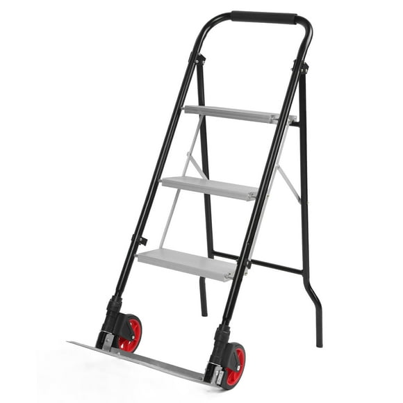 3 Step Ladder, 3 Step Folding Stool Ladder Aluminum Alloy Pull Cart Stable Structure Portable For Garage