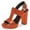 Orange, variant on YDN Women's T-Strap Chunky High Heel Sandals Buckled Strap Platform Open Toe Slingback Pumps Dress Office Party Shoes Size 7 Brown