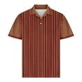 thumbnail image 4 of Tops for Men Plus Size Short Sleeved Lapel Striped Printed Button Casual Solid Color T-shirt Red XXXXL, 4 of 5