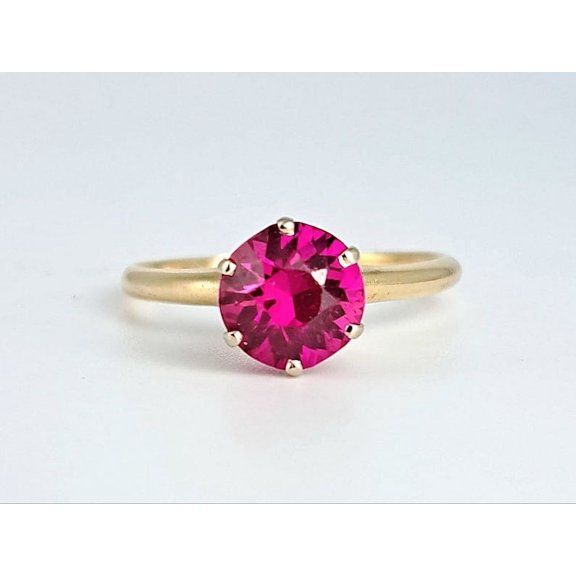 925 Yellow Gold Plated Sterling Silver Ruby Gemstone Ring, engagement Gift ring