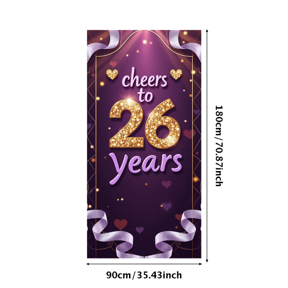 LUUFILx Celebration Banner Cheers to 26 Years Anniversary Party Supplies Background Decorations Backdrop for Event Photography Props Milestone Celebration