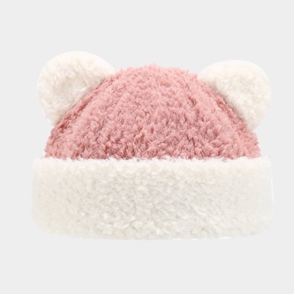 Caywon Cute Bear Furry Hat Autumn and Winter Warm Versatile Beanie Cartoon Style Japanese Fashion Hat Trendy for Daily Wear and Outfits