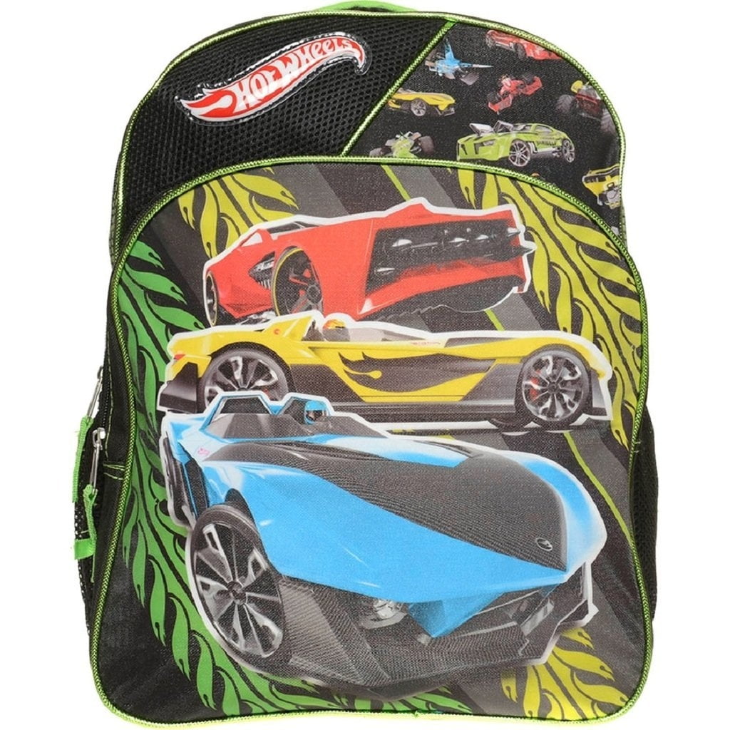 Hot Wheels Boys Backpack Cars Black Green