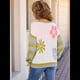 thumbnail image 5 of Suéter de Punto de Larga para Mujer, Otoño-Invierno, Moda Floral, Rayas, Cuello Redondo, Tops Tipo Jersey Amarillo M, 5 of 10
