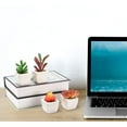 thumbnail image 5 of Fake Succulents Plants Artificial Potted Faux Plant in Mini Square White Pots for Home Office Bathroom Desk Shelf Decor Set of 4(Green), 5 of 5