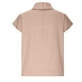 thumbnail image 5 of Ohufall Womens Tops Clearance! Womens Spring And Summer Solid Cut Out Top Casual High Neck Linen Lace Breathable T-Shirt Blouse, 5 of 6