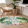 thumbnail image 5 of Summer Round Area Rugs 3 ft, Life Is Better At The Beach Linen Texture Washable Small Area Rug with Non-Slip Sturdy Edge Binding Round Front Door Mat Floor Carpet for Entryway, 5 of 9