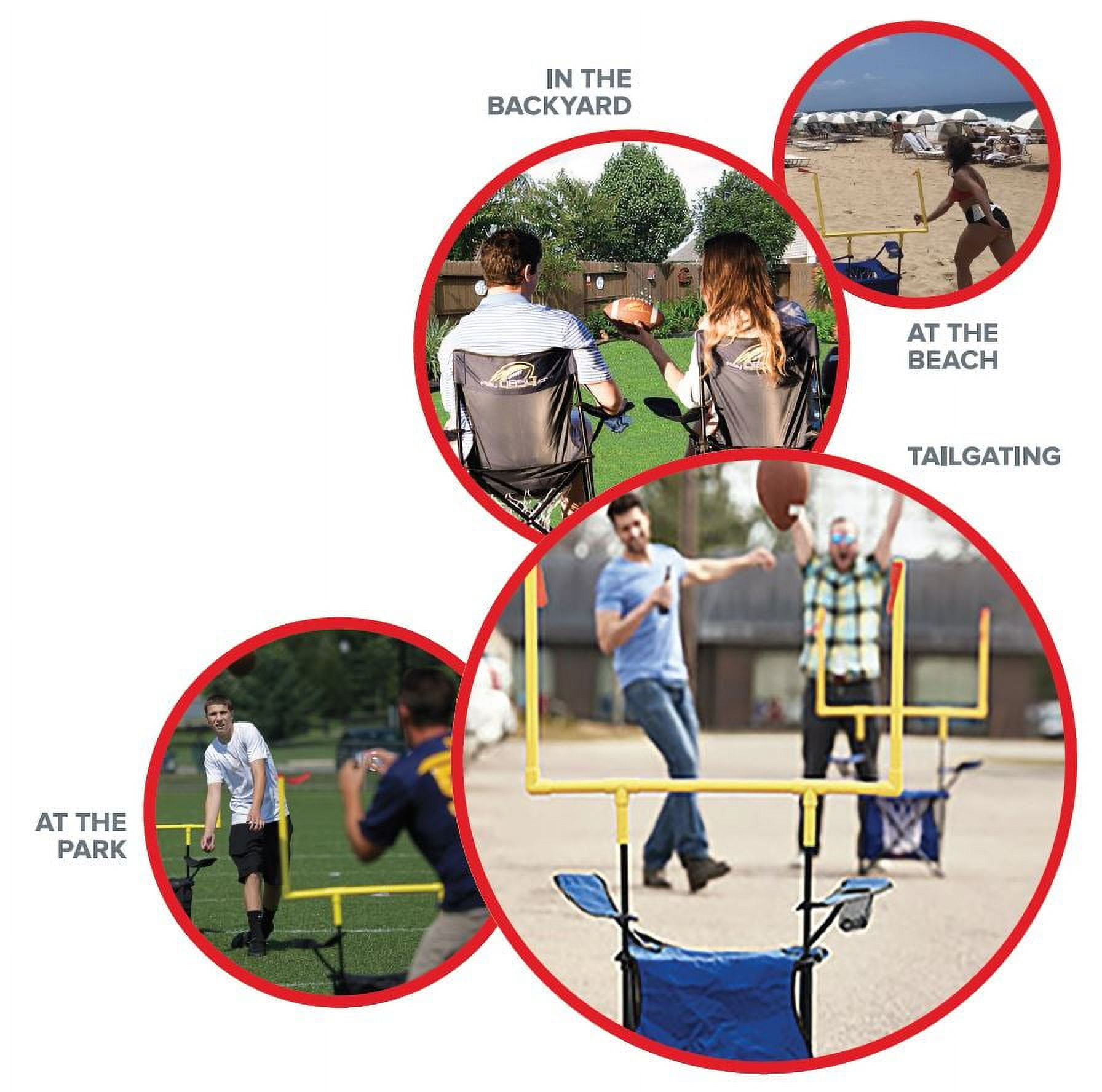 QB54 Ultimate Tailgating, Beach, Backyard, Family Fun Game - Football Toss & Kick Game Built into Two Camping Chairs