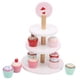 thumbnail image 4 of Juguete de soporte para pastel de montaje, conjunto de juego de panadería de postre de simulación de tres niveles de madera soporte para pastel de juguete multifuncional, 4 of 8