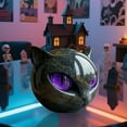 thumbnail image 2 of Black Cat Head Stone Sculpture, Elegant Desktop Ornament Resin Decorative Figurine with Handcrafted Purple Eyes and Smooth Polished Texture, Gifts for Cat Lovers Women Men, 2 of 8