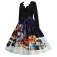 thumbnail image 1 of CEHVOM Robe Rockabilly Vintage Patchwork pour Femmes Robes Noël Nœud Robe de Fête, 1 of 8