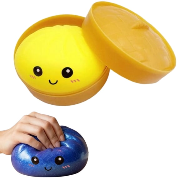 Glitter Dumpling Squeeze Toys,Giant Dumpling Squeeze with Steamer Box,Stress Relief Sensory Dumpling for Adults,Anxiety Relief Gifts for Adults,D-1PC