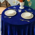 thumbnail image 6 of GLORY SEASON Velvet Luxurious Round Table Cloth Farmhouse Tablecloths for Party Baby Shower Tabletop Blue 70 in, 6 of 8