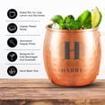 thumbnail image 5 of PERSONALIZED Monogram Letter Name Custom Engraved Moscow Mule Mug With Sturdy Handle and Round Rolled Rim, Classic Hammered Copper Finish 18oz, Bold Leaf, 5 of 6