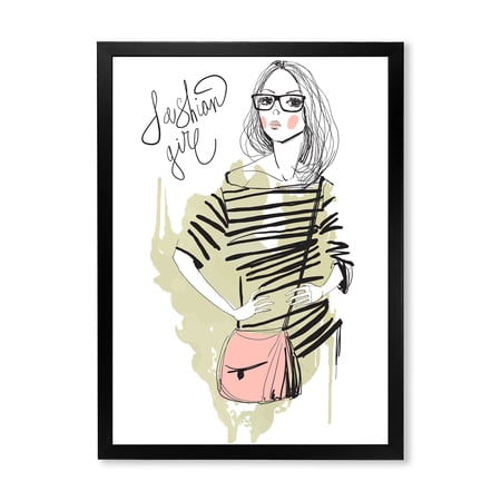 Designart 'Trendy Fashion Woman' Shabby Chic Framed Art Print
