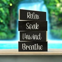 Jennygems Farmhouse Bathroom Decor, Relax Soak Unwind Breathe Wood Sign Set of 4