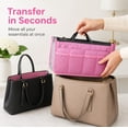 thumbnail image 7 of Purse Organizer Insert with Zipper and Handles, 13 Pocket Handbag Tote Bag Organizer Liner, Pink, TIKA, 7 of 7