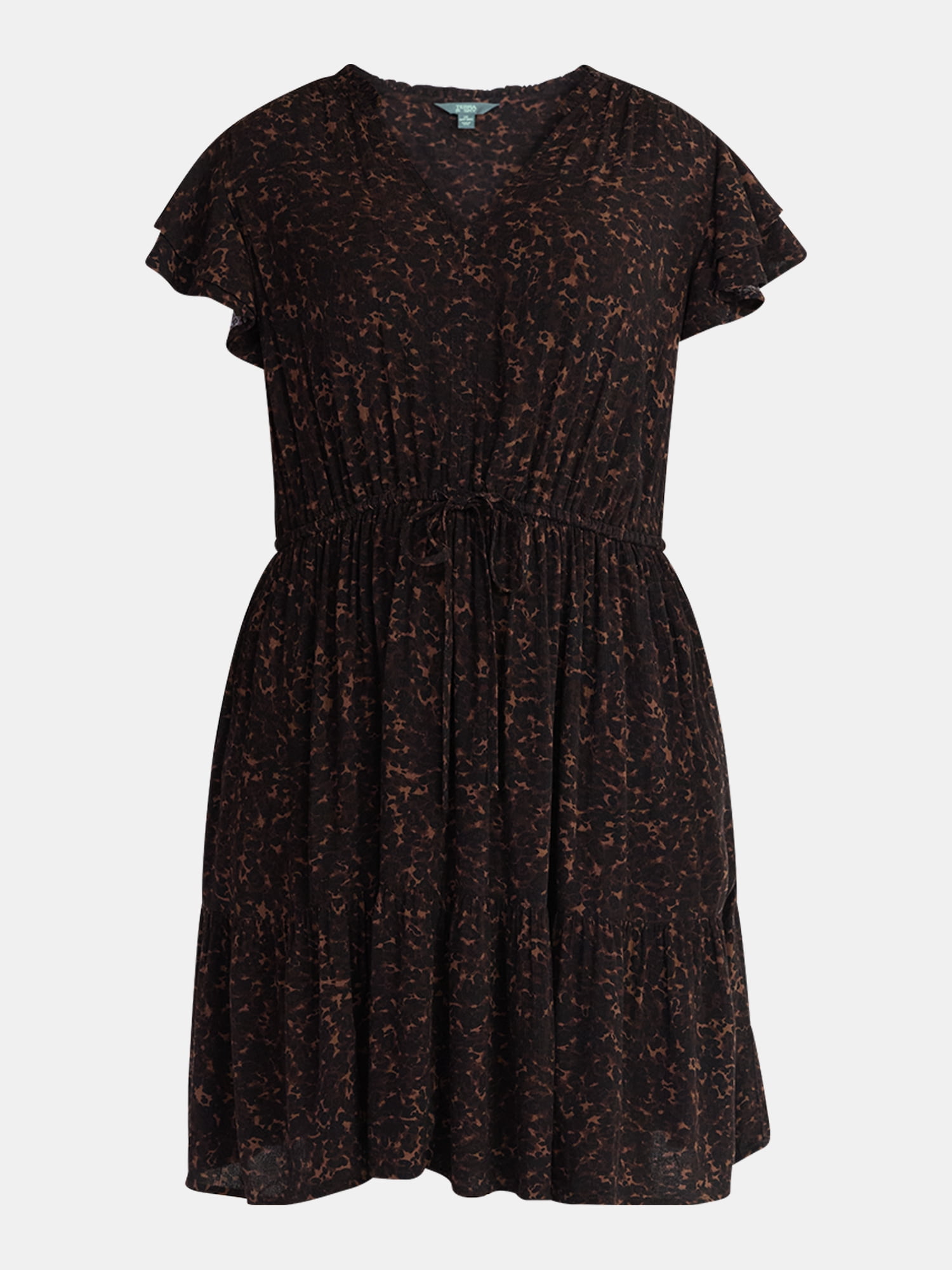 Terra & Sky Women's Plus Size Mini Dress with Flutter Sleeves, Sizes 0X-5X
