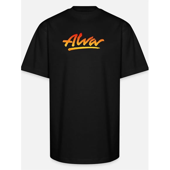 ALVA Skateboard Men's Casual Short Sleeve Graphic T Shirt Black with Bold Orange & Yellow Logo Print